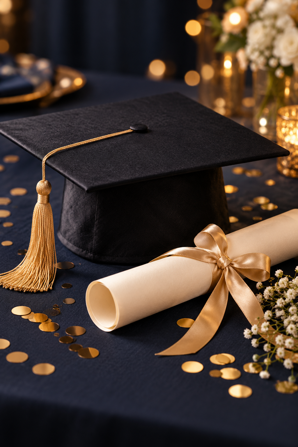 Birrete y diploma de graduación